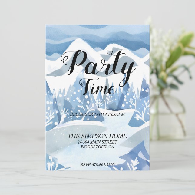 Winter Wonderland Watercolor Invitation (Standing Front)