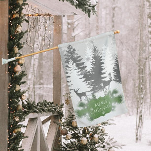 Winter Wonderland Weatherproof House Flag - Green