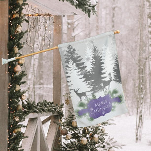 Winter Wonderland Weatherproof House Flag - Purple
