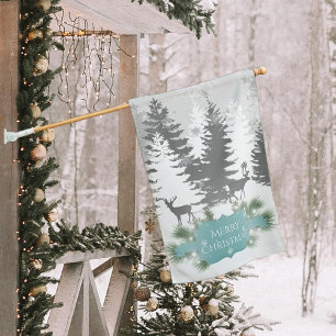 Winter Wonderland Weatherproof House Flag - Teal