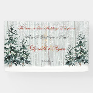 Winter Wonderland Wedding BirchTrees Stars Snow Banner