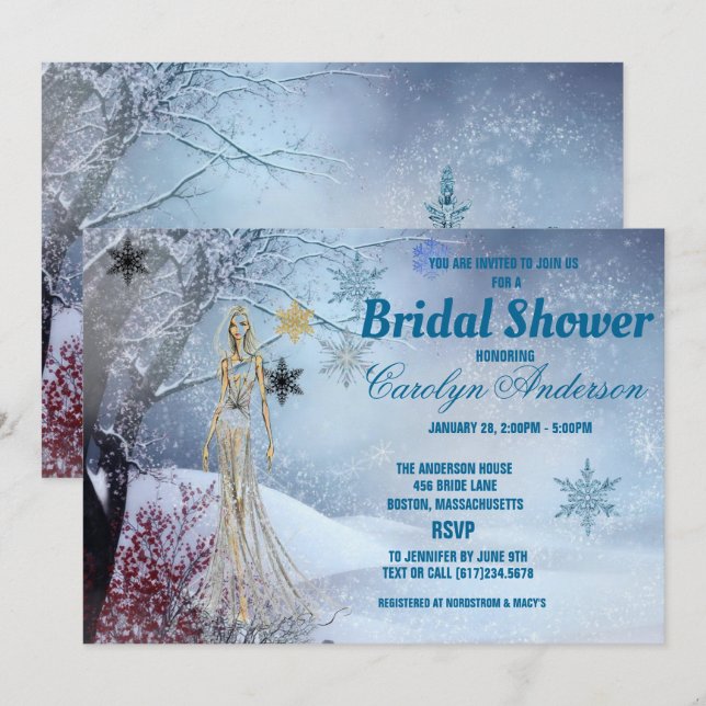 Winter Wonderland Wedding Bridal Shower Invitation (Front/Back)