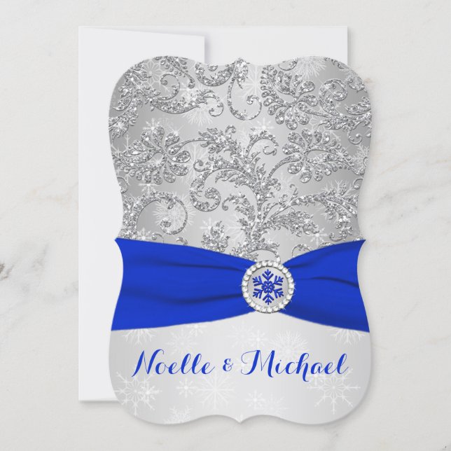 Winter Wonderland Wedding, Crystal Buckle, Blue 2 Invitation (Front)