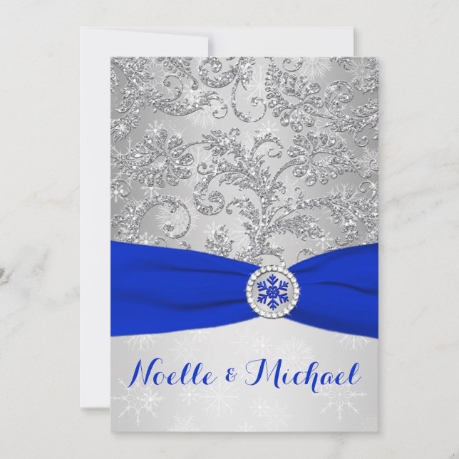 Winter Wonderland Wedding | Crystal Buckle | Blue Invitation (Front)