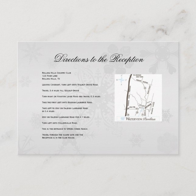 Winter Wonderland Wedding Directions Enclosure Card (Front)
