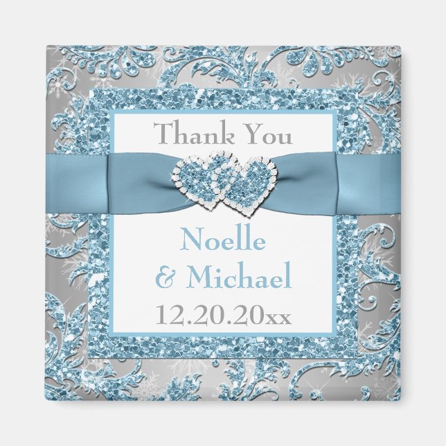 Winter Wonderland Wedding Favor Thank You Magnet (Front)