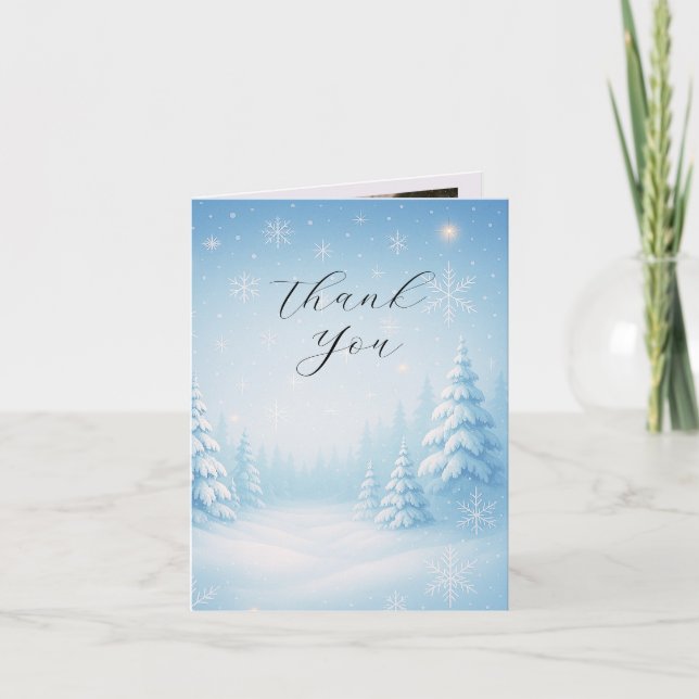 Winter Wonderland Wedding Folded Thank You Card (Front)
