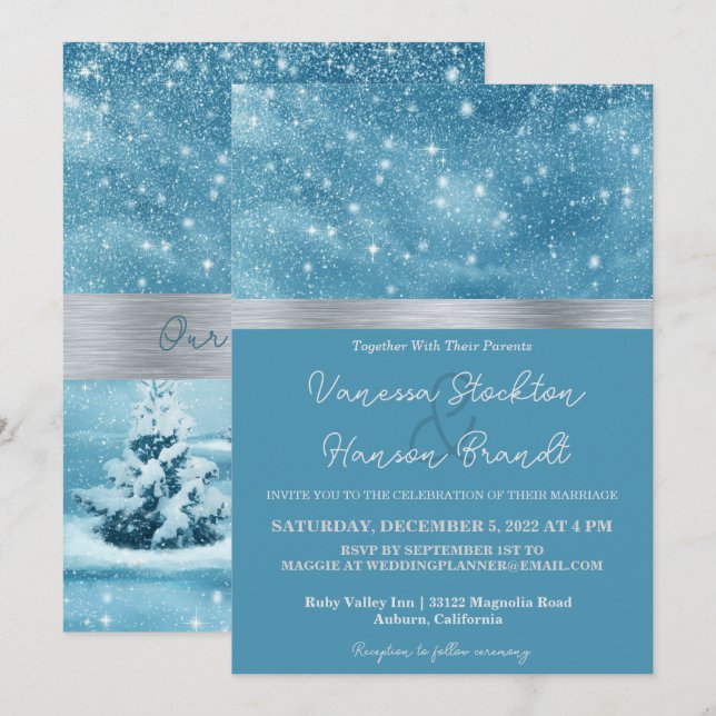 Winter Wonderland Wedding Invitation (Front/Back)