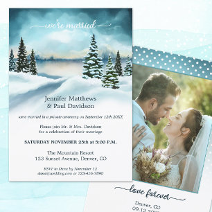 Winter Wonderland Wedding Reception Custom Photo Invitation