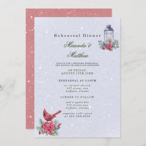 Winter Wonderland Wedding Rehearsal Dinner Invitation