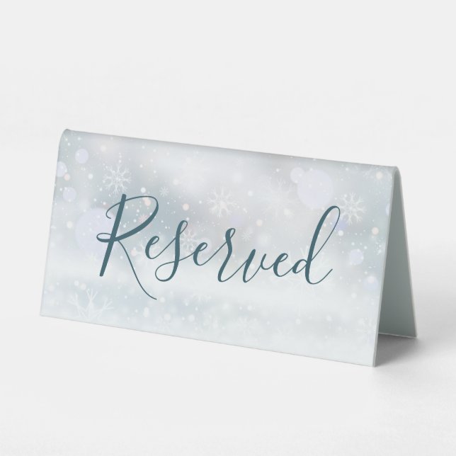 Winter Wonderland Wedding Reserved Table Tent (Front)