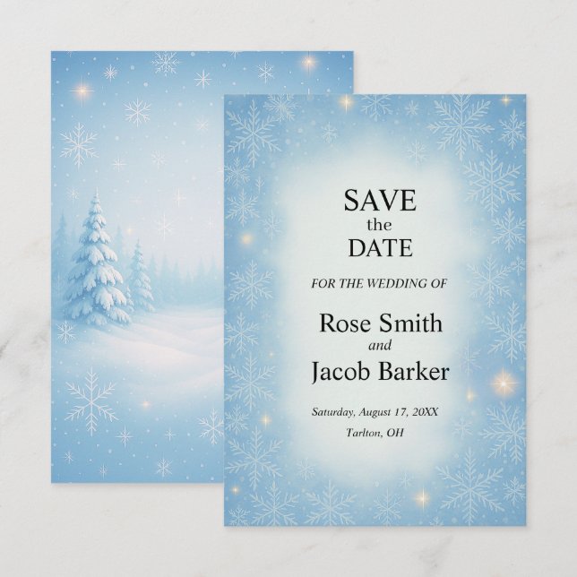 Winter Wonderland Wedding Save the Date Invitation (Front/Back)
