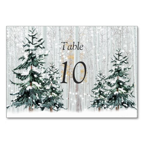 Winter Wonderland Wedding Stars Pine Trees  Table  Table Number