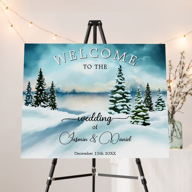 Winter Wonderland Wedding Welcome Sign (In Situ (Stand))