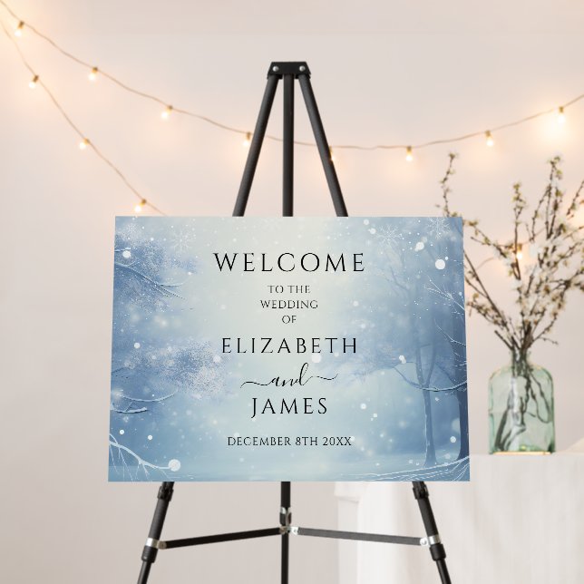 Winter Wonderland Wedding Welcome Sign (In Situ (Stand))