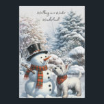 Winter Wonderland Westie Christmas Card<br><div class="desc">Winter Wonderland Westie and snowman Christmas Card</div>