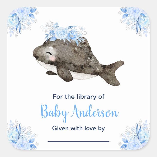 Winter Wonderland Whale Baby Shower Bookplate (Front)