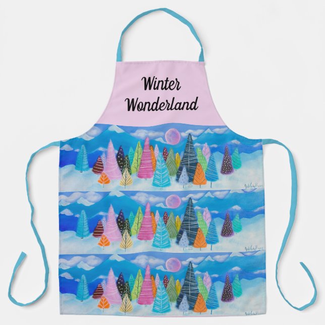Winter Wonderland Whimsical Art Apron (Front)