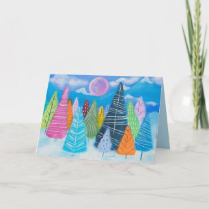 Winter Wonderland Whimsical Forest Art Holiday Card