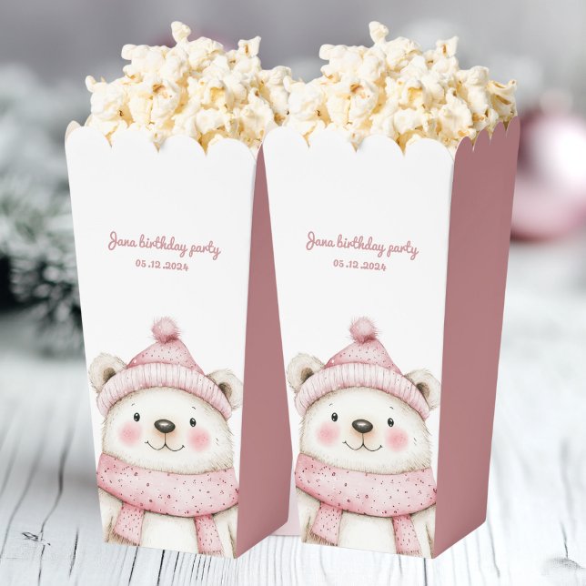 Winter Wonderland White Bear Birthday  Favor Boxes (Creator Uploaded)