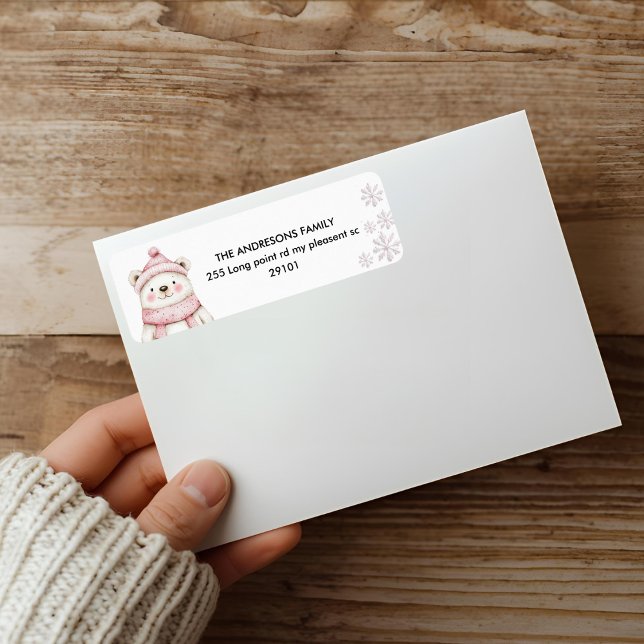 Winter Wonderland White Bear Birthday Label (Creator Uploaded)