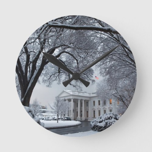 Winter Wonderland White House Round Clock