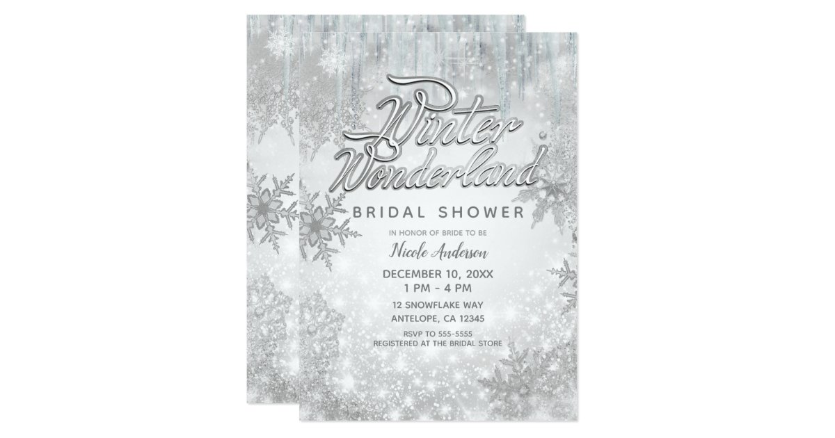 Winter Wonderland White Snowflakes Elegant Party Invitation