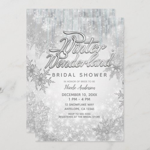 Winter Wonderland White Snowflakes Elegant Party Invitation