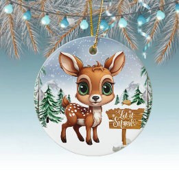 Winter Wonderland Wildlife Deer Holiday Decor 🦌🎄 Ceramic Ornament