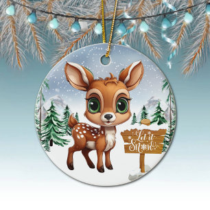 Winter Wonderland Wildlife Deer Holiday Decor 🦌🎄 Ceramic Ornament