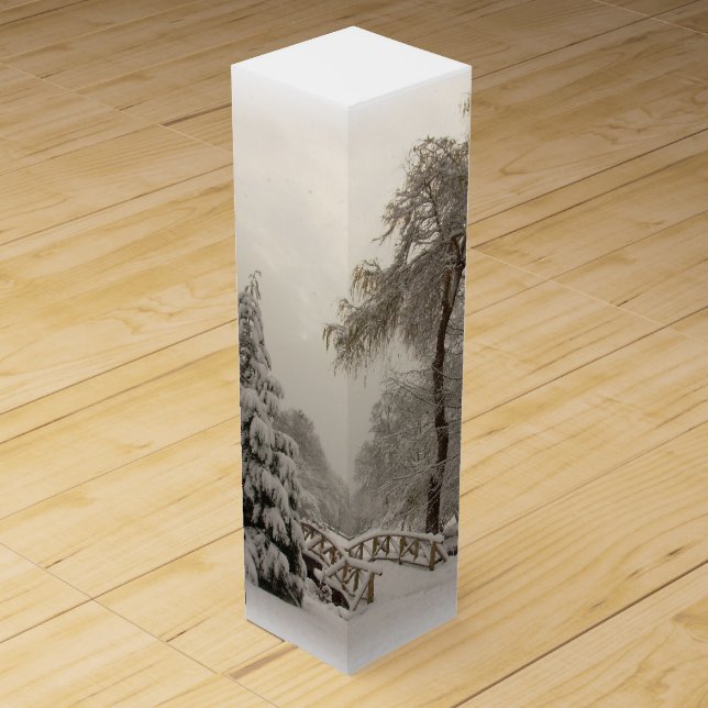 Winter Wonderland Wine Box Custom Winter Bridge (Front)