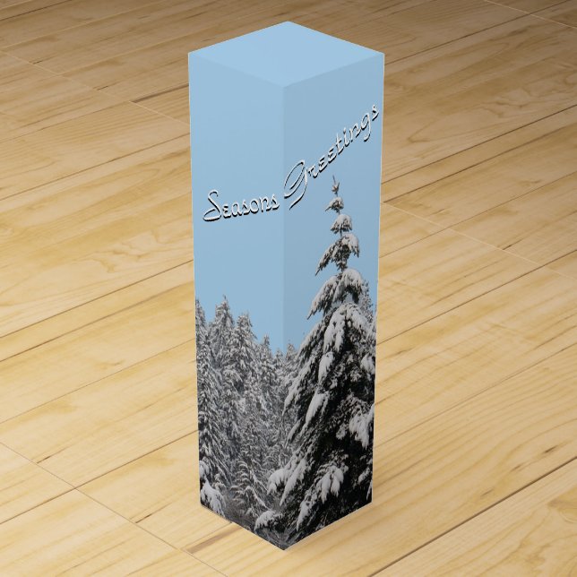 Winter Wonderland Wine Box Custom Winter Forest (Front)