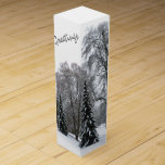 Winter Wonderland Wine Box Custom Winter Forest<br><div class="desc">Winter Wonderland Wine Box Personalized Canadian Landscape Winter Forest Wine Boxes Beautiful Winter Gift Boxes Jewelry Boxes Keepsake Nondenominational Holiday Wine Boxes Customizable Snow Covered Trees Boxes Gifts Mementos for Men, Women, Boys, Girls Click "Customize" to Add More Text Choose Fonts and Custom Colors Personalized Nonsecular Seasons Greeting Christmas Wine...</div>