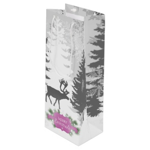 Winter Wonderland Wine Gift Bag _ Magenta