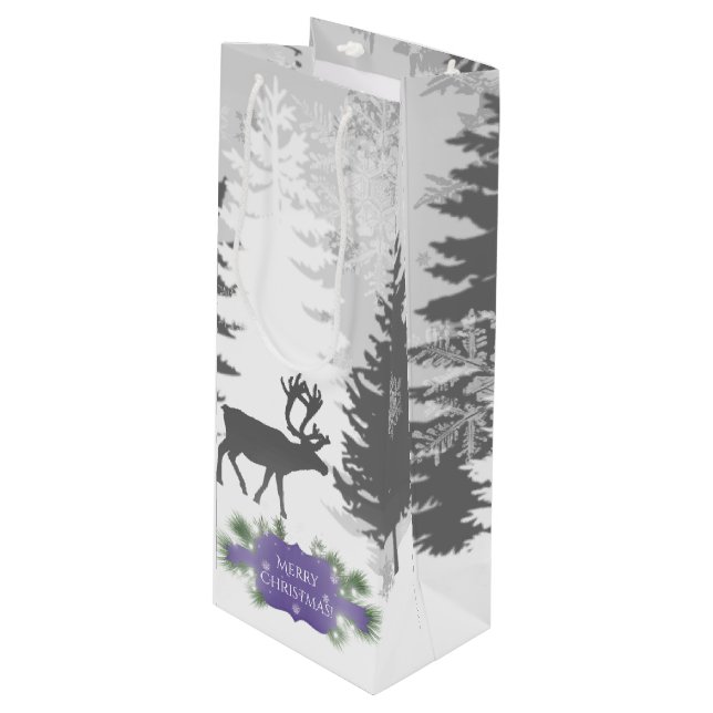 Winter Wonderland Wine Gift Bag - Purple (Front Angled)