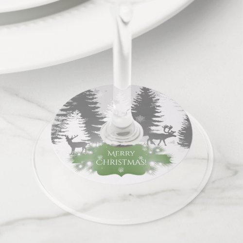 Winter Wonderland Wine Glass Tags _ Green