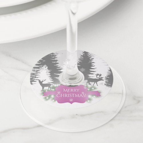 Winter Wonderland Wine Glass Tags _ Magenta