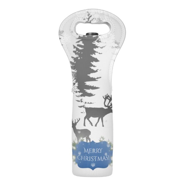 Winter Wonderland Wine Tote - Blue (Front)