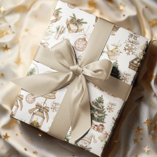 Winter Wonderland with Bird and Ornaments Wrapping Paper