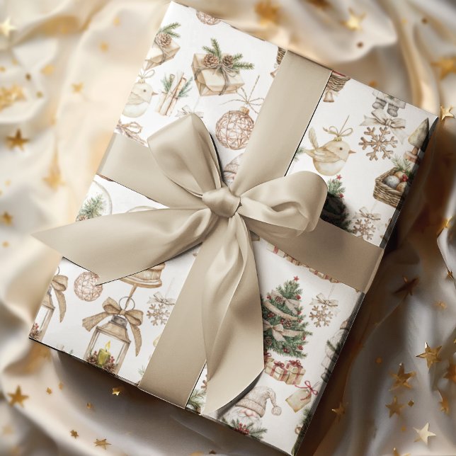 Winter Wonderland with Bird and Ornaments Wrapping Paper (Creator Uploaded)