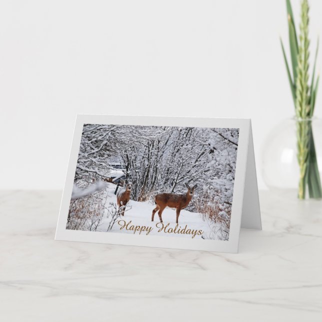 Winter Wonderland with Deer Holiday Greeting Card (Front)