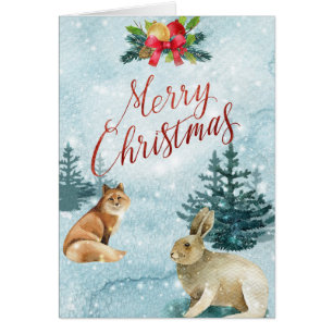 Winter Wonderland with Fox & Rabbit Christmas Cards