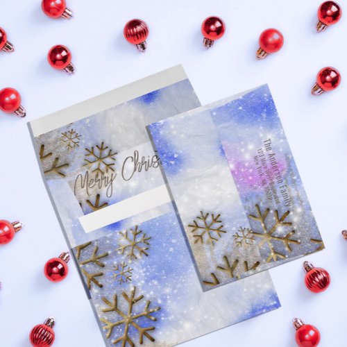 Winter Wonderland With Gold Glittery Snowflakes Envelope