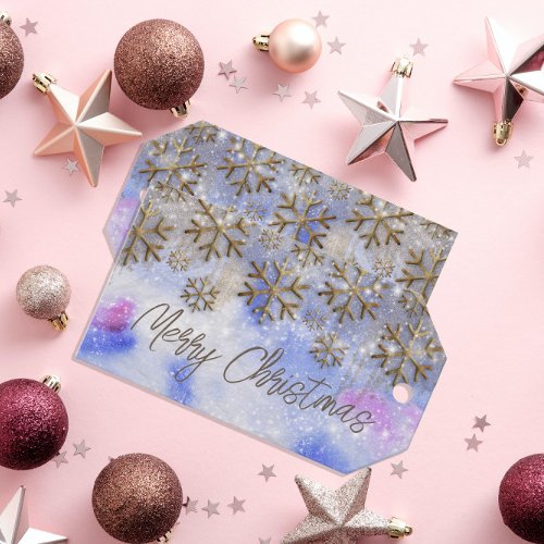 Winter Wonderland With Gold Glittery Snowflakes Gift Tags
