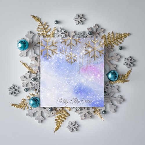 Winter Wonderland With Gold Glittery Snowflakes Notepad
