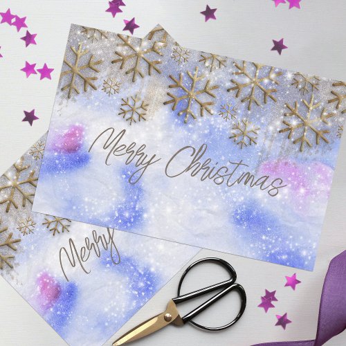 Winter Wonderland With Gold Glittery Snowflakes Tissue Paper