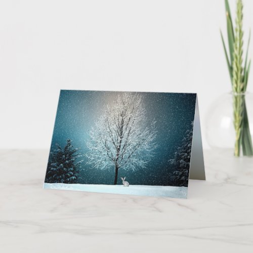 Winter Wonderland with Rabbit Holiday Card