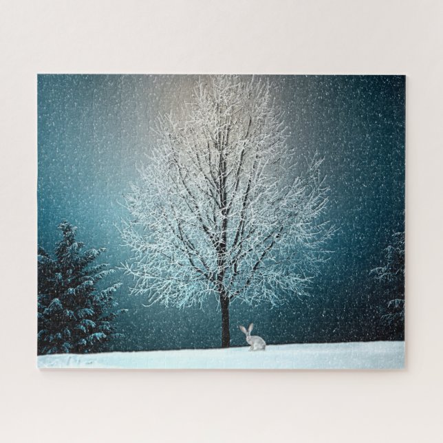 Winter Wonderland with Rabbit Jigsaw Puzzle (Horizontal)