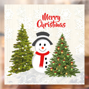 Winter Wonderland with Snowman / Christmas Window Cling