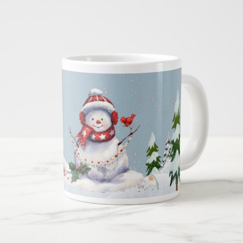 Winter Wonderland with Snowman Large Mug